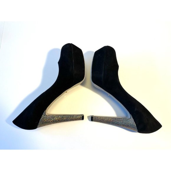 Sergio Rossi Black Suede Pumps w/ Gold Pebbled Heel, Size 11 (US) 41 (EU) New! - Picture 7 of 12